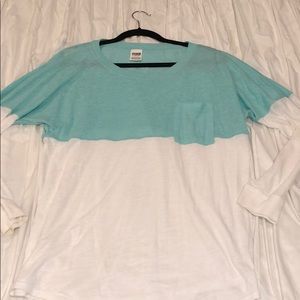 PINK blue/white long sleeve top